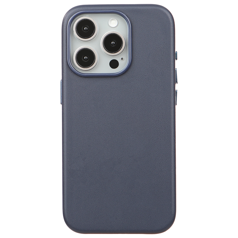 iPhone 16 Pro Gizli Magsafeli Vegan Deri Telefon Kılıfı - Lacivert