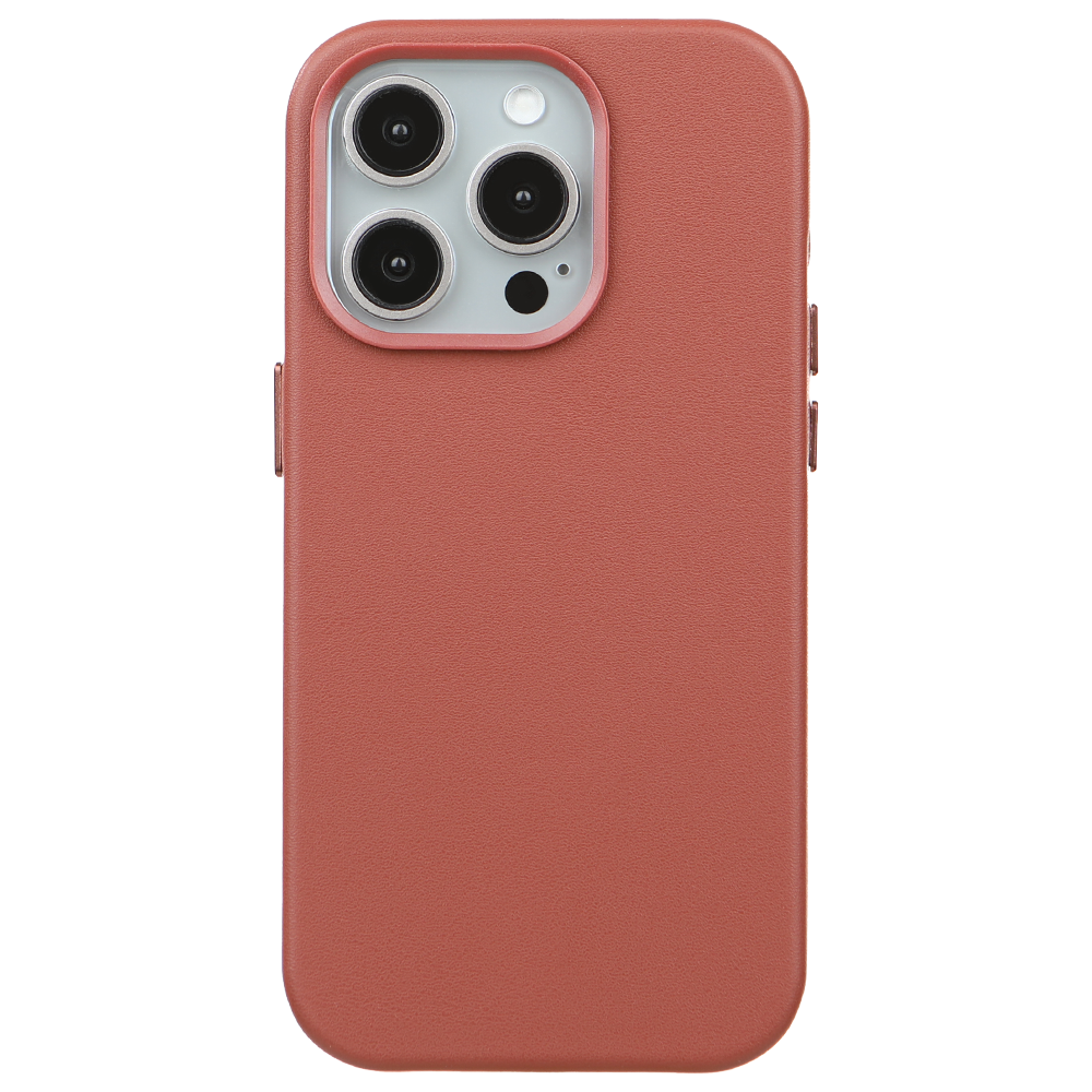 iPhone 14 Pro Gizli Magsafeli Vegan Deri Telefon Kılıfı - Vişne