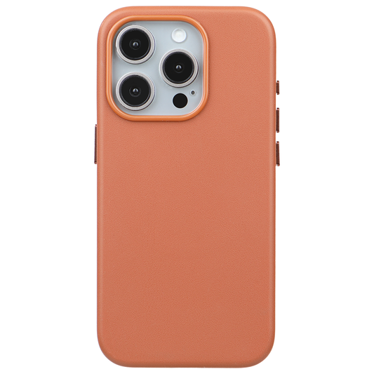 iPhone 14 Pro Gizli Magsafeli Vegan Deri Telefon Kılıfı - Kiremit