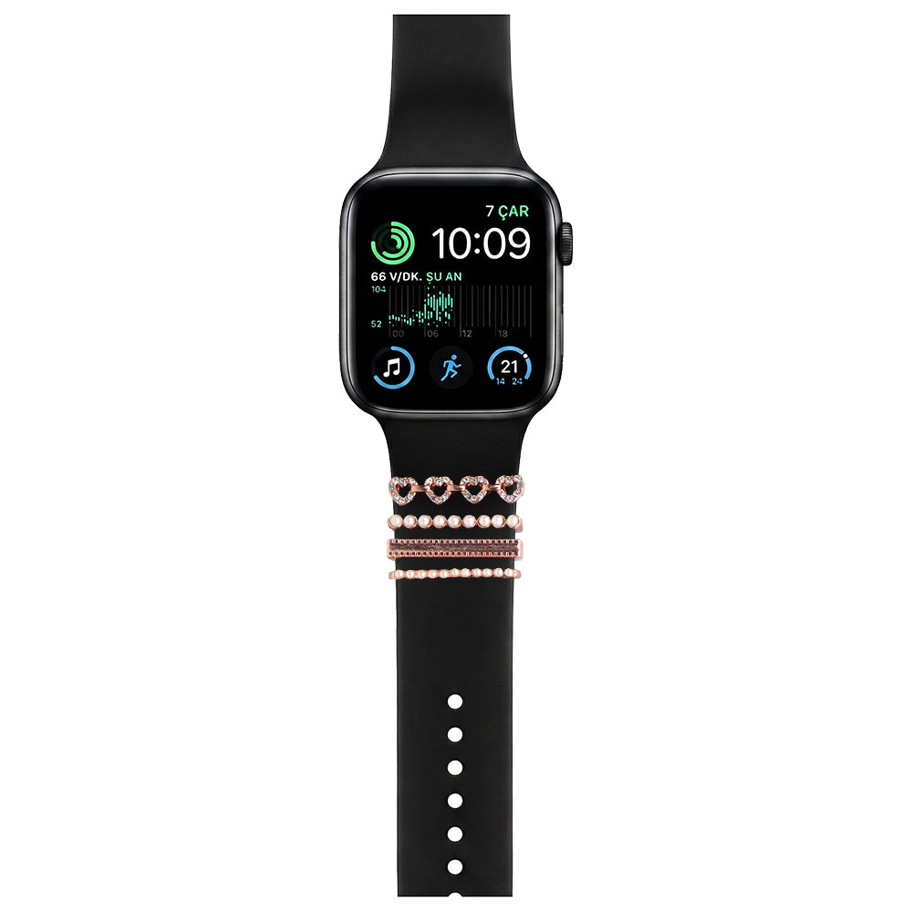 Apple Watch Charm Hearted Pearl Kordon Aksesuarı