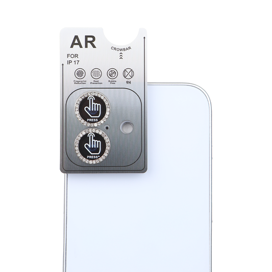iPhone 17 Kamera Koruyucu Diamond Taşlı Silver