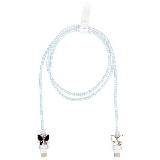 Şarj Başlığı ve Kablo Koruyucu 4 lü Set Siyah Ve Beyaz Kelebek