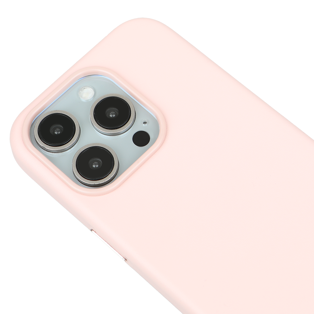 iPhone 14 Pro Gizli Magsafeli Vegan Deri Telefon Kılıfı - Pembe