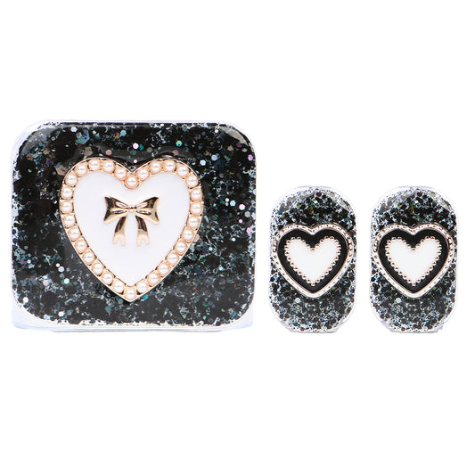 Şarj Başlığı ve Kablo Koruyucu 4 lü Set Siyah Kalpli