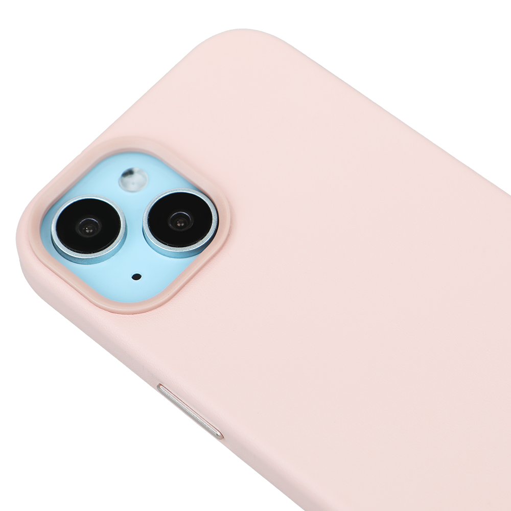 iPhone 15 Gizli Magsafeli Vegan Deri Telefon Kılıfı - Pembe