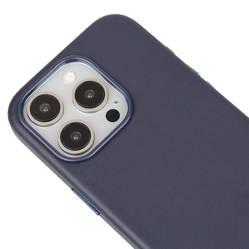 iPhone 14 Pro Gizli Magsafeli Vegan Deri Telefon Kılıfı - Lacivert