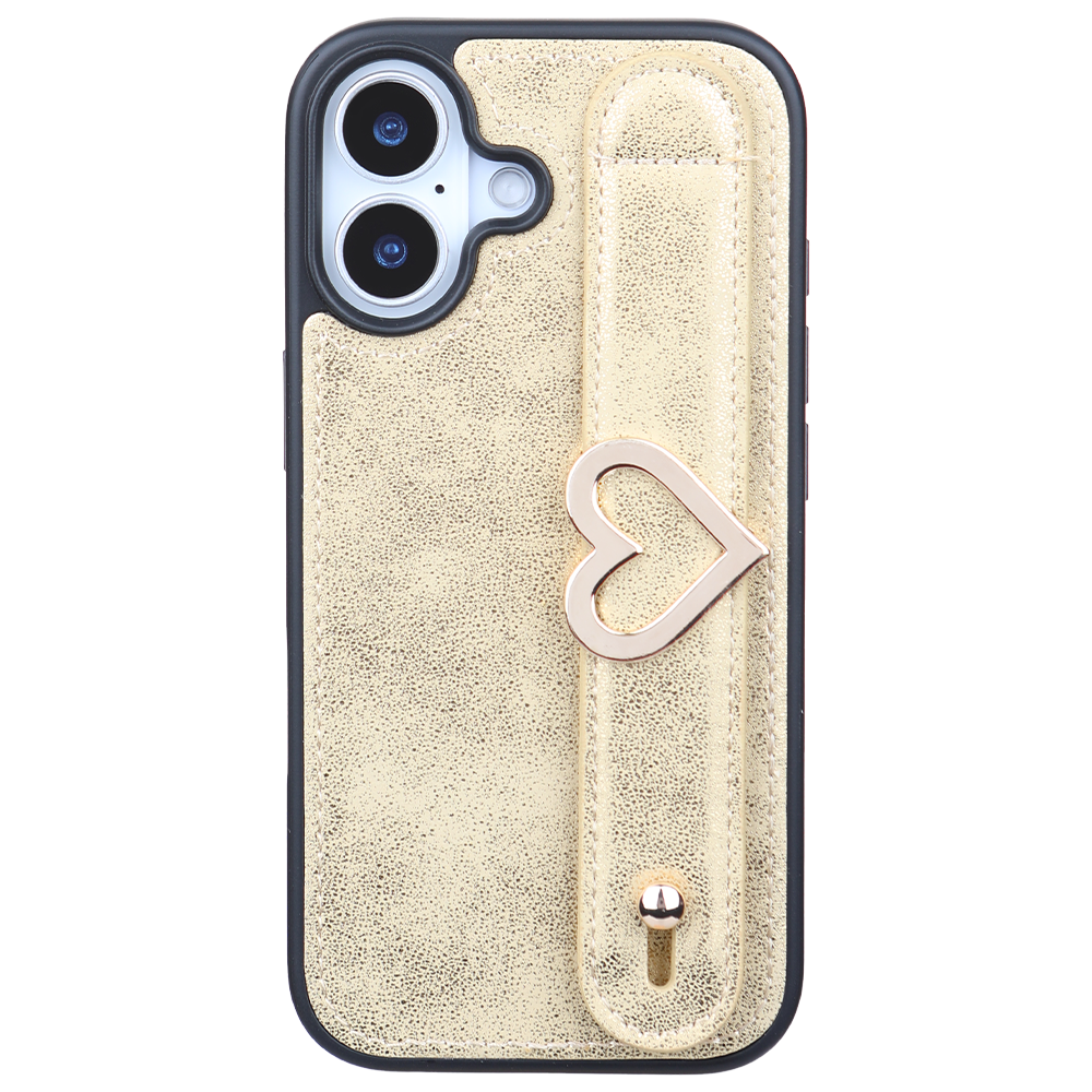 iPhone 17 Kişiye Özel Harfli Deri Telefon Kılıfı Gold