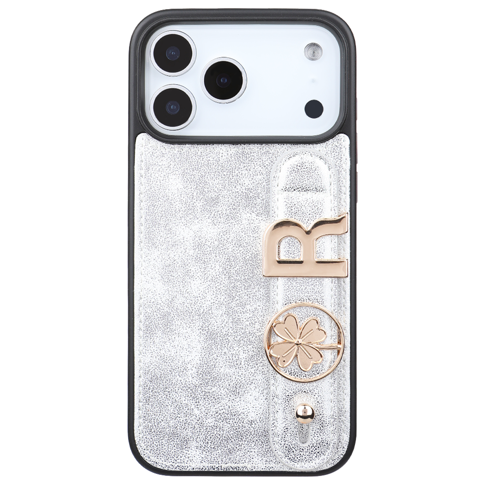 iPhone 17 Pro Kişiye Özel Harfli Deri Telefon Kılıfı Beyaz