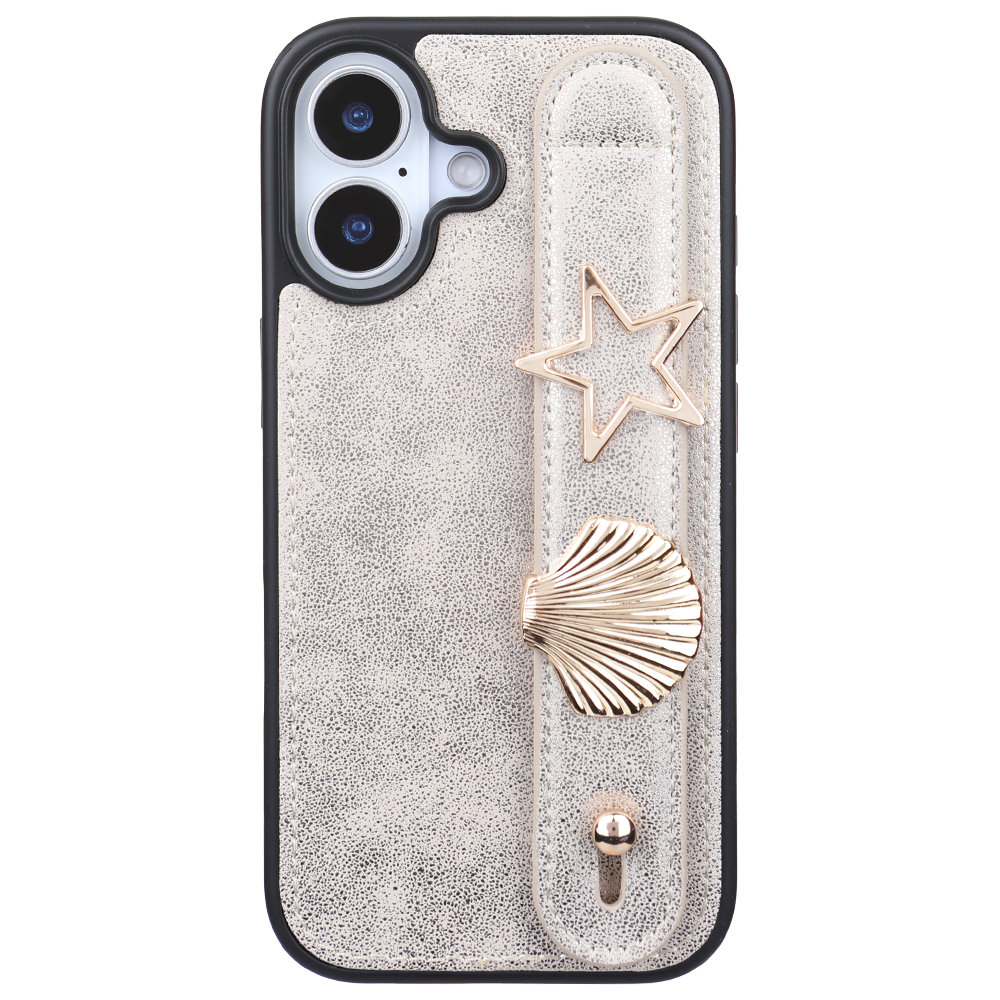 iPhone 17 Kişiye Özel Harfli Deri Telefon Kılıfı Gri