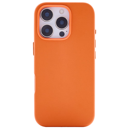 iPhone 16 Pro Gizli Magsafeli Vegan Deri Telefon Kılıfı - Turuncu