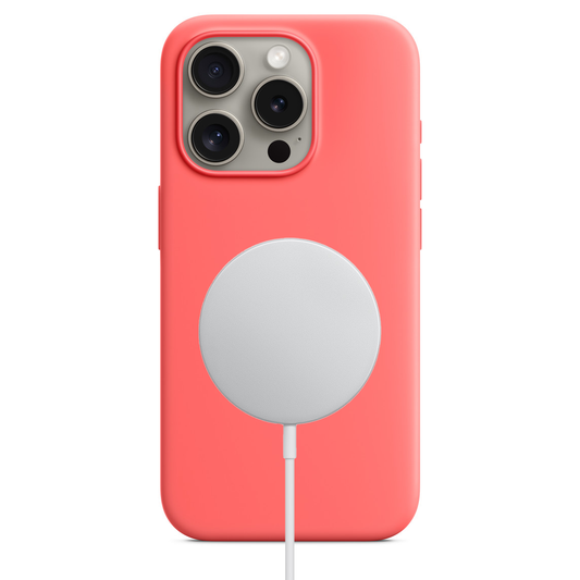 Apple iPhone 15 Pro Silikon Magsafe Case Koyu Pembe