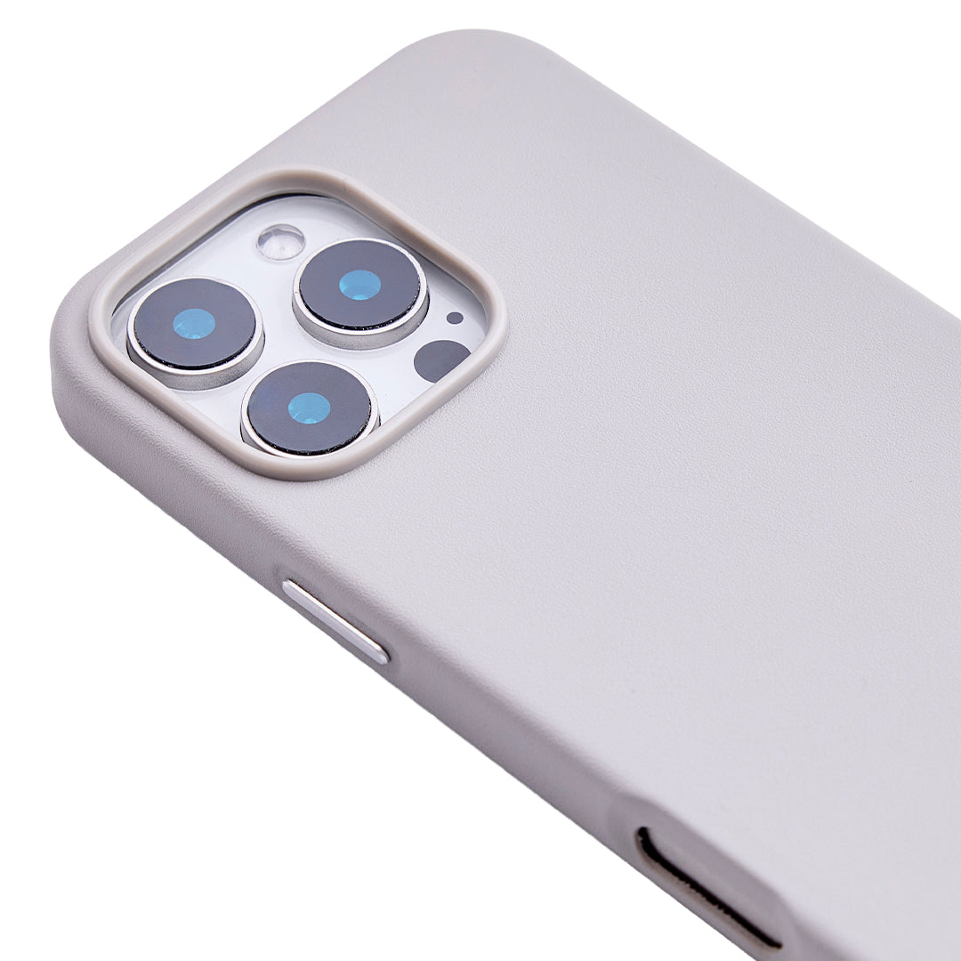 iPhone 15 Gizli Magsafeli Vegan Deri Telefon Kılıfı - Gri