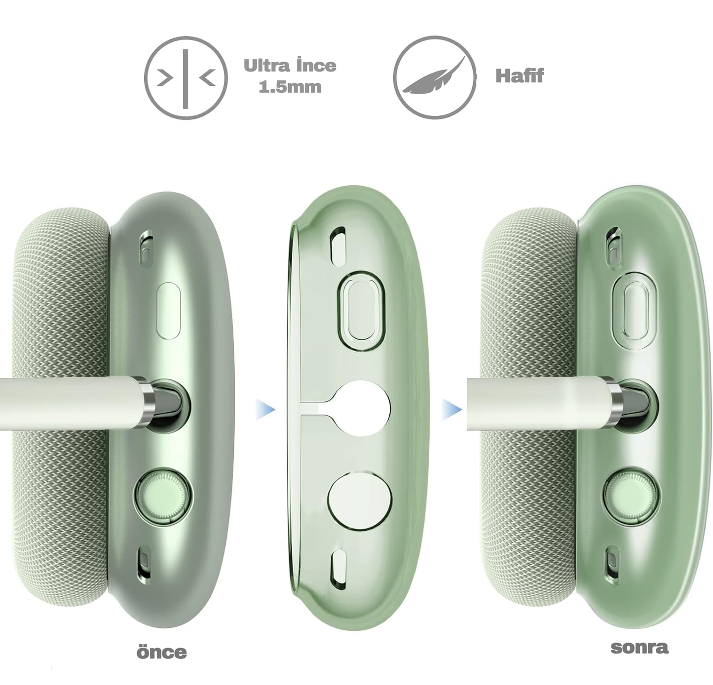 AirPods Max Silikon Yeşil Kılıfı