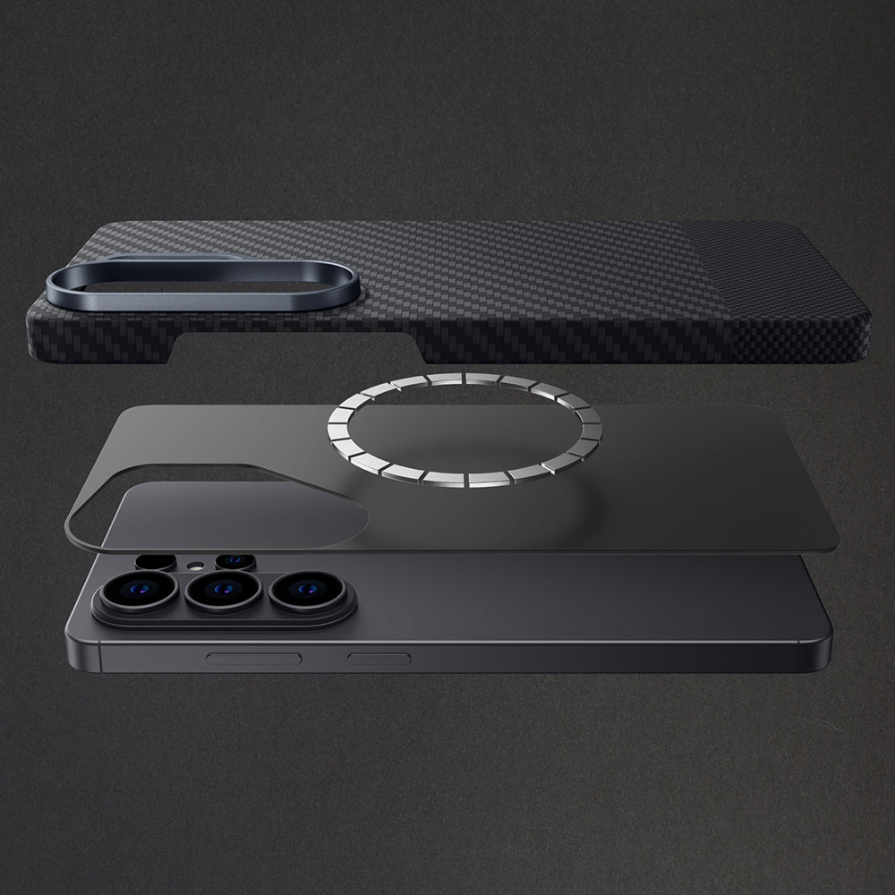 Samsung S26 Ultra Magsafeli Aramid Malzeme Ultra Koruyucu Siyah Telefon Kılıfı