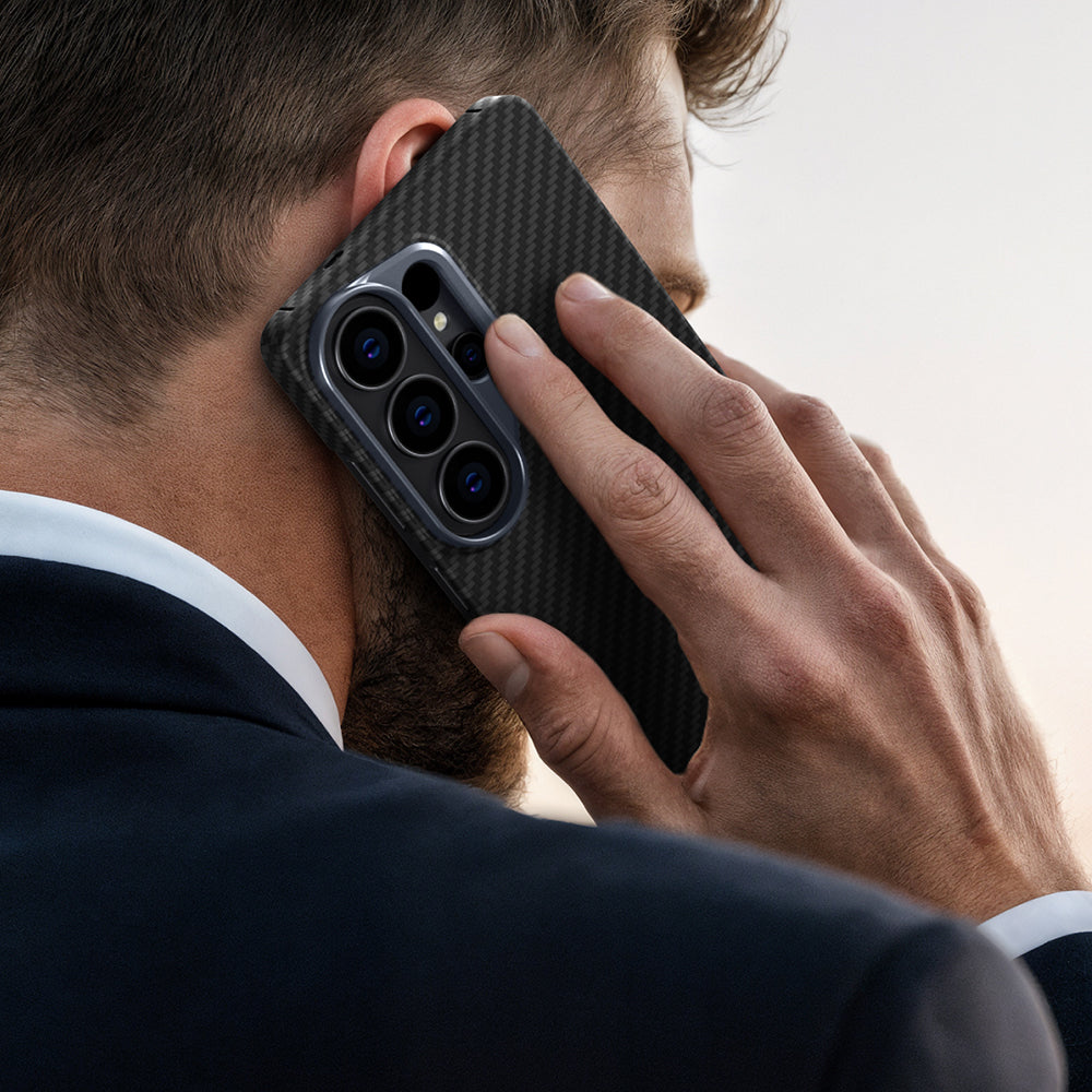 Samsung S26 Ultra Magsafeli Aramid Malzeme Ultra Koruyucu Siyah Telefon Kılıfı