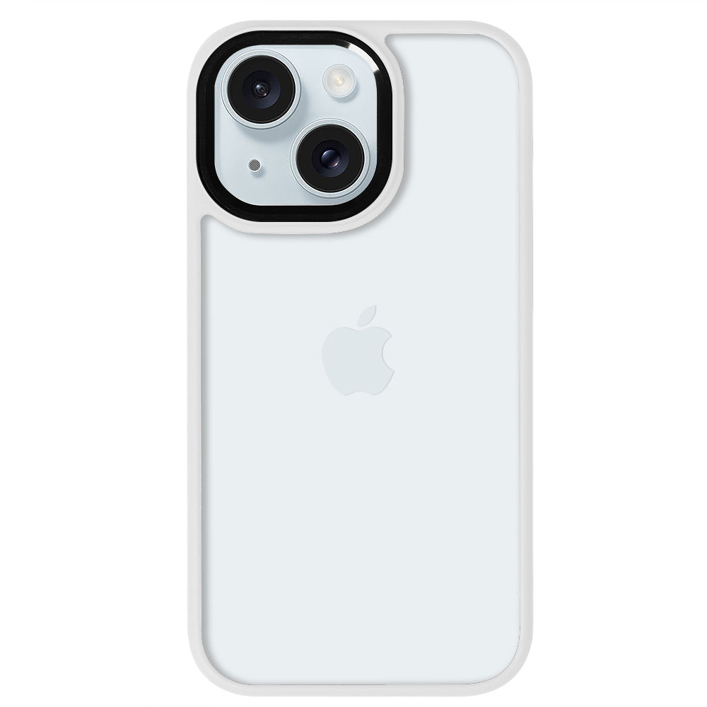 iPhone 15 Renkli Lux Basic Beyaz Telefon Kılıfı