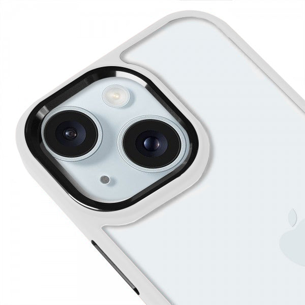 iPhone 15 Renkli Lux Basic Beyaz Telefon Kılıfı