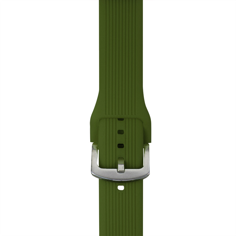 Apple Watch Çizgili Silikon Haki Saat Kordonu