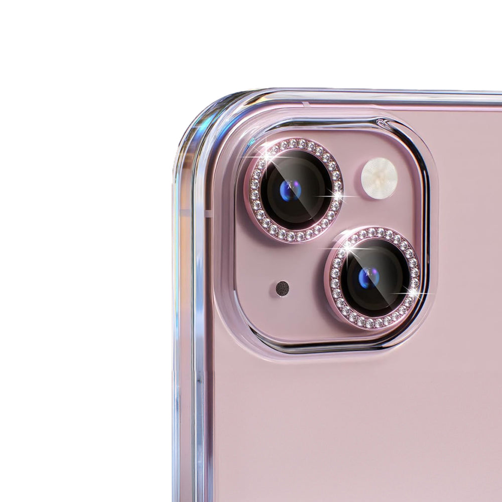 iPhone 16 Plus Kamera Koruyucu Taşlı Pembe